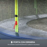 SPORTNOW Rete di Protezione per Trampolini a 6 Pali con Ingresso con Cerniera, in PE, Ø305x180 cm, Nero e Verde(m-5)