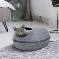 PawHut Coussin chauffant chat panier chat grand confort dim. 47L x 38l x 24H cm température max. 40°C polyester gris(m-2)