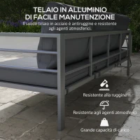 Outsunny Divano da Giardino 3 Posti con Cuscini per Seduta e Schienale, in Alluminio, 185x66x64 cm, Grigio(m-4)