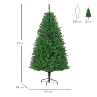 HOMCOM 5FT Christmas Tree Warm White LED Light Holiday Home Decoration, Green(m-3)
