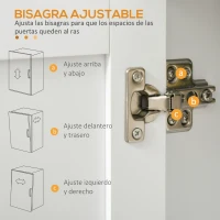 HOMCOM Carro de Cocina con 1 Cajón 2 Puertas Barra de Colgar y Especiero Carrito Auxiliar con Ruedas 105x36x85 cm Blanco(m-7)