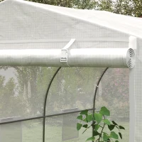 Outsunny Serra a Tunnel per Giardino con 6 Finestre e Porta a Rullo, in Acciaio e PE, 3.5x3x2 m, Bianco(m-8)