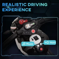 HOMCOM Kids Electric Motorcycle Ride-On Toy, with Three Wheels, Music, Horn, Lights(m-4)