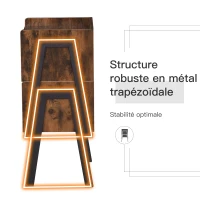 HOMCOM Lot de 2 Tables de Chevet empilables Tables de Nuit en bois table d'Appoint Style Industriel 46 x 35 x 52,5 cm Marron Rustique et Noir(m-4)
