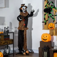 Outsunny 67 Inch Life Size Outdoor Halloween Decorations Talking Circus Clown, Animated Prop Animatronic Decor with Light Up Eyes, Laughter(m-9)