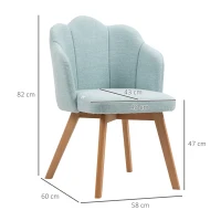 HOMCOM Set de 2 Sillas de Comedor en Forma de Flor con Asiento y Respaldo Acolchado Carga 120 kg 58x60x82 cm Verde Azulado(m-3)