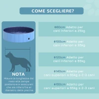 PawHut Piscina Pieghevole per Cani in Plastica Bordo Stabile per Animali Domestici Blu 120 x 30 cm (ØxH)(m-9)