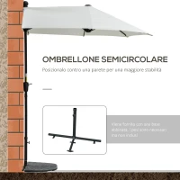 Outsunny Ombrellone Semicircolare con Manovella e Tettuccio Anti UV, 200x190x240 cm, Crema(m-4)