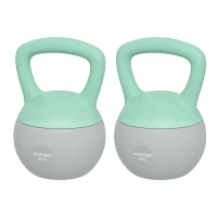 SPORTNOW 2 x 8kg Soft Kettlebell, Kettle Bell with Non-Slip Handle, for Home Gym, Strength Training, Cardio - Grey and Green(m-11)