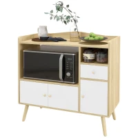 HOMCOM Meuble de rangement buffet de cuisine pour micro-ondes avec placards tiroir 85 x 40 x 88,5 cm naturel et blanc(m-10)
