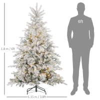 HOMCOM 6ft Bushy Snow-Flocked Artificial Christmas Tree, with LED Lights(m-3)