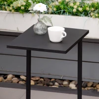 HOMCOM Table Basse Table d'appoint guéridon Bout de canapé intérieur extérieur métal époxy Noir(m-8)