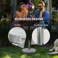 Outsunny Sonnenschirmständer aus Granit 25,5kg Schirmständer, Rund Schirmhalter für Sonnenschirm 32/38/48mm(m-5)