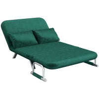 HOMCOM Canapé convertible 2 places canapé-lit 2 places avec dossier réglable et 2 coussins en revêtement aspect suède vert(m-1)