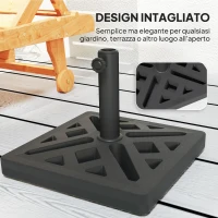 Outsunny Base per Ombrellone da 15kg Quadrata per Ombrelloni Max. 2.2 m e Pali da 32/38/48 mm, Nero(m-6)