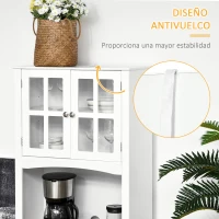 HOMCOM Armario de Cocina Aparador de Comedor con 2 Cajones Estantes Ajustables y Antivuelco 68x39,5x170 cm Blanco(m-7)