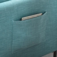 HOMCOM Canapé 2 places style contemporain 2 pochettes sur les accoudoirs pieds en acier revêtement tissu aspect lin bleu(m-7)