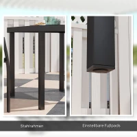 Outsunny 3-delige buiten eetset, Tafel in houtlook met 2 stoelen, weerbestendig, stalen frame, terrasmeubels, Grijs(m-7)