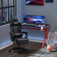 Vinsetto Computer Gaming Chair with Footrest, Video Gaming Chair for Adults with 130° Reclining Back, Desk Chair with Lumbar Support and Adjustable Height, Black Red(m-2)