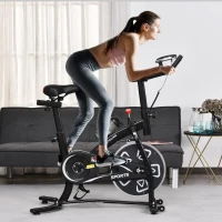 HOMCOM Indoor Stationary Exercise Bike 6kg Flywheel Fitness Cardio Workout Bke Trainer for Home Gym w/ Adjustable Resistance LCD Monitor Pad and Bottle Holder Black(m-2)