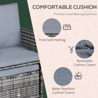 Outsunny 10 Seater Rattan Cube Garden Furniture Set with Parasol Hole, Rattan Dining Set with Cushions, Outdoor Dining Table and Chairs with Rectangular Glass Top Table for Patio, Mixed Grey(m-7)