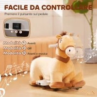 AIYAPLAY Cavallo Cavalcabile Elettrico 6V per Bambini da 18-36 Mesi con Ruote in PU e Musica, Marrone(m-6)