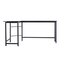 Vinsetto Scrivania a L per Casa e Ufficio ad Angolo Piedini Regolabili per Lavoro, Studio o Gaming Nera Pannello Truciolare di Grado E1, Metallo 168Lx120P x75Acm(m-4)