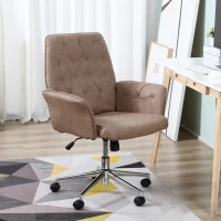 Vinsetto Office Desk Chair, Microfibre Vanity Chair with Height Adjustable, Armrest, Swivel Chair for Home, Coffee(m-2)