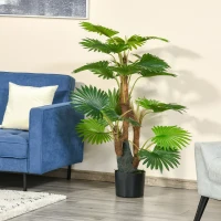 HOMCOM Artificial Plant Palm Tree in Pot, Fake Plants for Home Indoor Outdoor Decor, 135cm, Green(m-2)