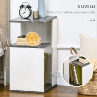 HOMCOM Comodino con Ripiano Aperto in Truciolato dal Design Irregolare, 35x29.5x60 cm, Grigio e Bianco(m-5)