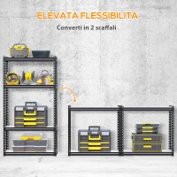 HOMCOM Scaffalatura Industriale a 4 Livelli in MDF e Acciaio con Ripiani Aperti e Regolabili, 81.3x30x152.4 cm(m-5)