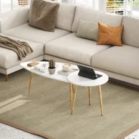 HOMCOM Set of Two Scandinavian-Style Coffee Tables - White(m-10)