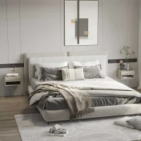 HOMCOM Lot de 2 tables de chevet murales table de nuit tiroir coulissant niche plateau en bois dim. 37L x 32l x 21H cm Gris(m-2)