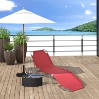 Outsunny Bain de Soleil transat Pliable Dossier réglable Multipositions métal et Polyester Bordeaux(m-2)