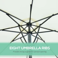 Outsunny Garden 3 m Parasol Umbrella, Outdoor Market Table Umbrella Sun Shade Canopy with 8 Ribs, Easy Push to Open, Cream(m-6)