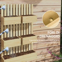 Outsunny Fioriera con Grigliato e Fori di Drenaggio, in Legno di Abete, 60x16x100 cm(m-6)