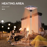 Outsunny 3KW Electric Patio Heater with 3 Heat Settings, Freestanding Infrared Outdoor Heater with Adjustable Height and 5M Extra Long Power Lead, Aluminium Alloy, Silver(m-5)