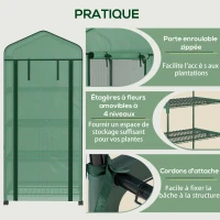 Outsunny Serre de jardin balcon étagère serre 4 niveaux 69L x 50l x 165H cm acier époxy bâche amovible PE haute densité vert(m-6)