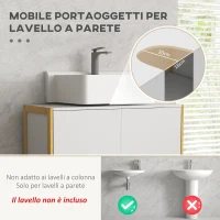 HOMCOM Mobile Sottolavabo Bagno con 2 Ante a Pressione in Bambù e MDF con Intaglio a U, 70x33x79.5cm, Bianco(m-4)