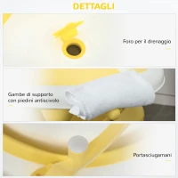 HOMCOM Vaschetta Bagnetto Pieghevole per Bambini 0-3 Anni con Indicatore di Temperatura e Cuscino, 81.5x50.5x23.5 cm, Giallo(m-5)