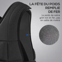 HOMCOM Gilet lesté réglable veste lestée 20 Kg max. poids amovibles entrainement musculation exercice boxe oxford noir(m-5)