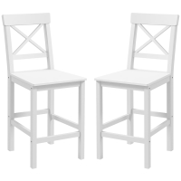 HOMCOM Lot de 2 chaises hautes, chaises de bar style campagne chic en bois hauteur 60 cm avec repose-pieds, blanc
