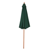 Outsunny 2.5m Garden Parasol Umbrella, Outdoor Market Table Umbrella with Wooden Pole & 8 Fibre Glass Ribs, Round Sun Shade Canopy, Green(m-11)