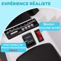 HOMCOM Quad électrique pour enfants véhicule à batterie 6V avec marche avant et arrière 70L x 41,5l x 48,5H cm Blanc(m-5)