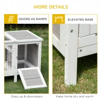 PawHut Rabbit Hutch and Run, with Removable Tray - Grey(m-8)