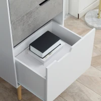 HOMCOM Mobile da Salotto con 3 Cassetti e 2 Ripiani Aperti in Truciolato e Legno di Pino, 50x39x169.5 cm, Grigio Bianco(m-9)