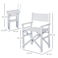 HOMCOM Beech Wooden Frame Directors Folding Chair Space Saving Oxford Fabric Seat White(m-3)