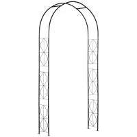 Outsunny Arco de Jardín de Metal para Rosas y Plantas Trepadoras Arco de Soporte para Plantas y Decoraciones 114x30x230 cm Negro(m-1)