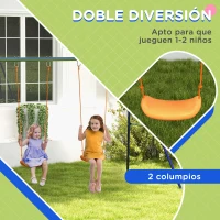 Outsunny Columpio para Niños de 3-8 Años con 2 Sillas Resistente a los Rayos UV y Soporte de Metal Carga 90 kg Multicolor(m-4)