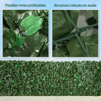 Outsunny Haie Artificiel Brise-Vue décoration Rouleau 3L x 1H m Feuillage réaliste Anti-UV Vert(m-6)